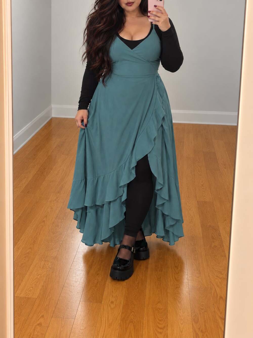 Halara Backless Crisscross Lace Up Side Zipper Ruffle Split Hem Maxi Dress Size